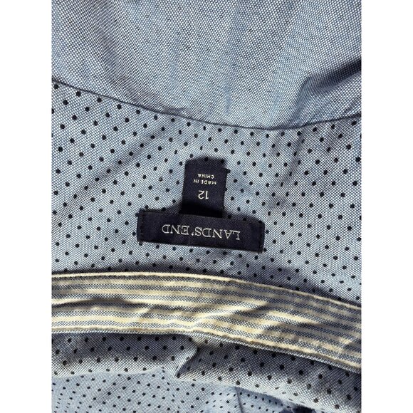 Lands End Womens Blue Polka Dot Long Sleeve Button-Up Shirt Size 12 Cotton - Picture 4 of 7